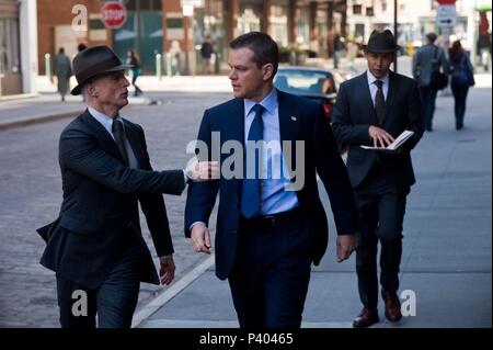 Original Film Title: THE ADJUSTMENT BUREAU.  English Title: THE ADJUSTMENT BUREAU.  Film Director: GEORGE NOLFI.  Year: 2011.  Stars: JOHN SLATTERY; MATT DAMON. Credit: UNIVERSAL PICTURES / Album Stock Photo