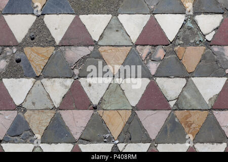 Marble mosaic floor in opus sectile technique in the House of the Faun (Casa del Fauno) in the archaeological site of Pompeii (Pompei) near Naples, Campania, Italy. Stock Photo