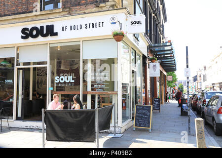 Independent shops on famous Bold  Street  in Liverpool in 