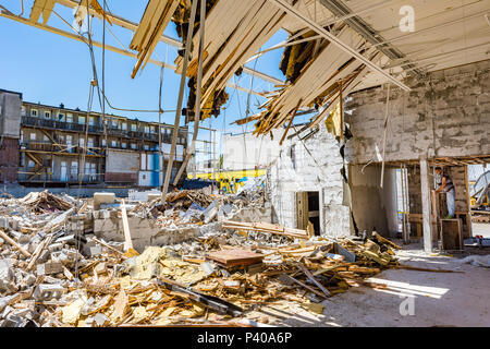 Building demolition site, Vancouver, British Columbia, Canada. Stock Photo