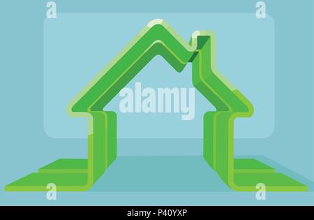 Vector of a green house outline. Stock Vector