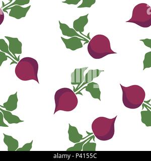 Beet pattern seamless. Vector illustration. Food wallpapers from vegetables. Stock Vector