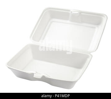 Empty styrofoam box isolated on white background Stock Photo