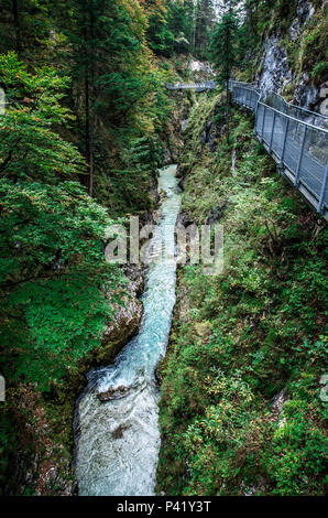 Leutaschklamm - wild gorge with river in the alps of Germany Stock Photo