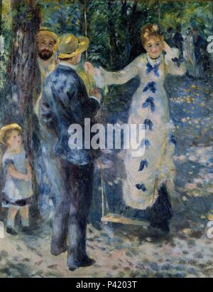 The Swing - 1876 - 92x73 cm - oil on canvas. Author: Pierre Auguste Renoir (1841-1919). Location: MUSEE D'ORSAY, FRANCE. Also known as: EL COLUMPIO. Stock Photo