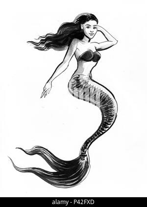 Gray mermaid Mermaid Tattoo Drawing Siren Sketch Mermaid legendary  Creature monochrome png  PNGEgg
