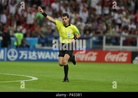 Kazan, Russia. 20th June, 2018. Uruguayan referee Andres Cunha during the FIFA World Cup 2018 Group B soccer match between Iran and Spain at the Kazan Arena, in Kazan, Russia, 20 June 2018. Credit: Saeid Zareian/dpa/Alamy Live News Stock Photo