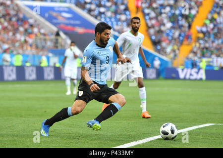 Rostov On Don, Russland. 20th June, 2018. Luis Urarez (URU), Action on the ball. Uruguay (Saudi Arabia (KSA) 1-0, Preliminary round, Group A, Match 18, on 20/06/2018 in Rostov-on-Don, Rostov Arena Football World Cup 2018 in Russia from 14.06.-15.07.2018. | Usage worldwide Credit: dpa/Alamy Live News Stock Photo