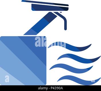 Diving stand icon. Flat color design. Vector illustration. Stock Vector
