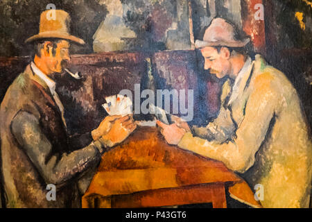 Painting titled 'The Card Players' by Paul Cezanne dated 1892 Stock Photo