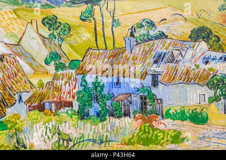 Painting titled 'Farms near Auvers' by Vincent van Gogh dated 1890 Stock Photo