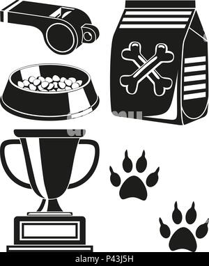 Black and white dog care poster silhouette Stock Vector