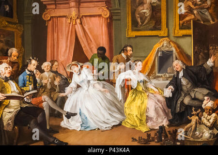 Painting from The Marriage A-la-Mode Series titled 'The Toilette' by William Hogarth dated 1743 Stock Photo