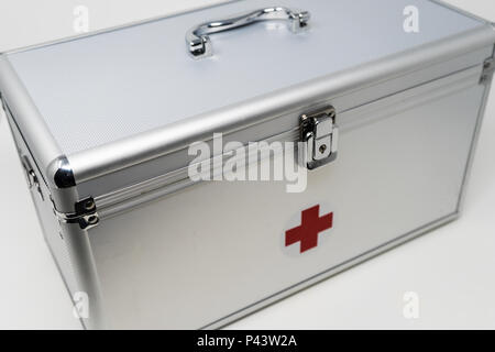 Anodised Aluminium First Aid Kit Stock Photo