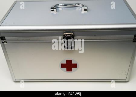 Anodised Aluminium First Aid Kit Stock Photo