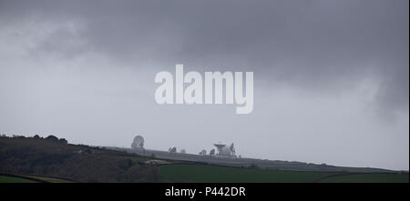 Radio listening dishes (GCHQ) near Bude, Cornwall, England, UK. Stock Photo