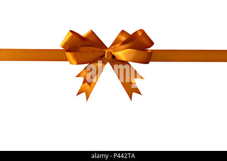 Gold gift bow with horizontal ribbon isolated Vector Image