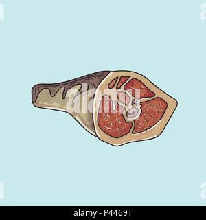Meat watercolor paint vector icons on pastel background. Stock Vector