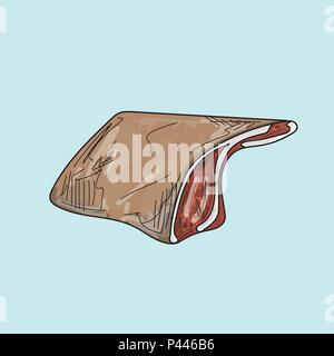 Meat watercolor paint vector icons on pastel background. Stock Vector