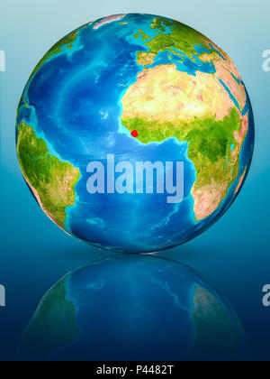 Sierra Leone in red on political map. 3D illustration Stock Photo - Alamy