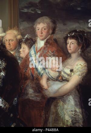 FAMILIA DE CARLOS IV - DETALLE DE ANTONIO, CARLOTA, DON LUIS Y MARIA LUISA - 1800-1801 - NP 726 - CONJUNTO 2676. Author: Francisco de Goya (1746-1828). Location: MUSEO DEL PRADO-PINTURA, MADRID, SPAIN. Stock Photo