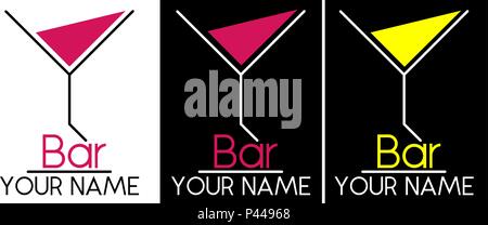 cocktail glass with an inscription bar minimalist logo Stock Vector