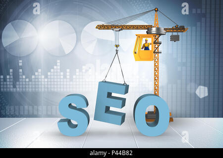 Search engine optimisation concept with crane Stock Photo