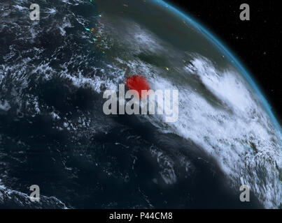 Night above Sierra Leone highlighted in red on model of planet Earth in ...