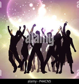 Silhouettes of people dancing on a bokeh lights background Stock Photo ...