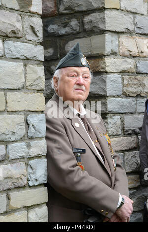 A Belgian World War II veteran participates in the Battle of the Bulge memorial ceremony in Memorial du Mardasson, Bastogne, Belgium, June 03, 2016. (U.S. Army photo by Visual Information Specialist Pascal Demeuldre/Released) Stock Photo