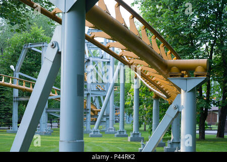 The supporting structure of the roller coaster close-up. Stock Photo