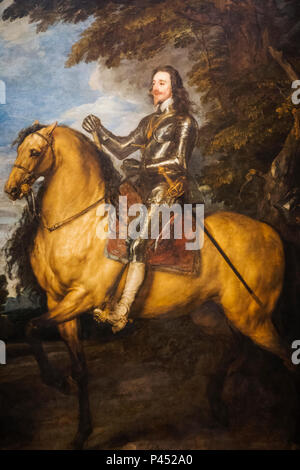 Painting of An Equestrian Portrait of Charles I by Anthony van Dyck dated 1637 Stock Photo