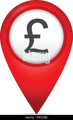 Map marker with pound symbol on a white background. Stock Vector