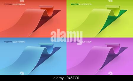 3d wavy strip cut from the floor. Vector background set. Use this, for example, as the background for the landing page. Stock Vector