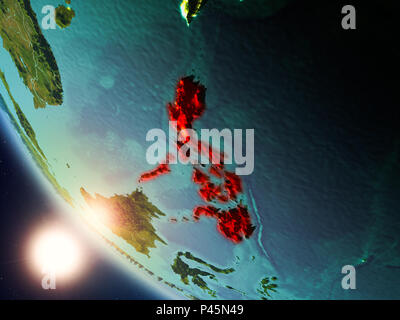 Philippines during sunset highlighted in red on planet Earth with ...