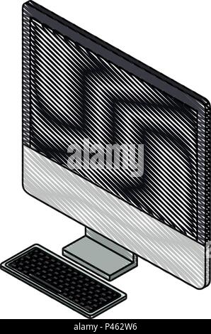 desktop computer isometric icon Stock Vector
