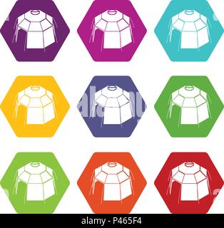 Hexagonal tent icons set vector color Stock Vector Image & Art - Alamy