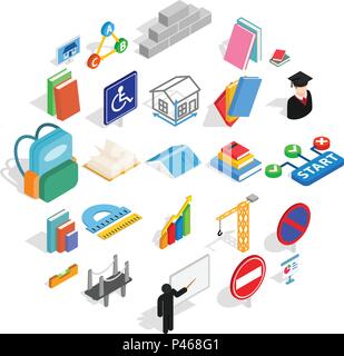 Professor icons set, isometric style Stock Vector