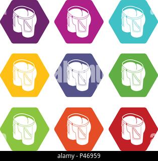 Jeans icons set 9 vector Stock Vector