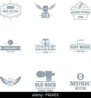 Old rock logo set, simple style Stock Vector