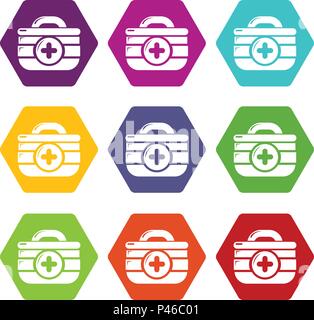 First aid kit icons set 9 vector Stock Vector