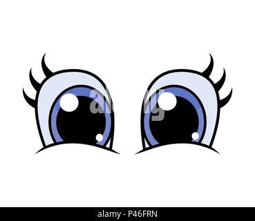 cartoon character eyes with lashes vector design isolated on white Stock Vector
