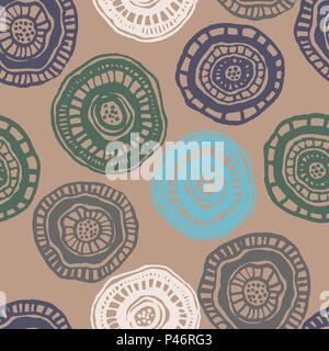 Vector seamless pattern with vintage aborigine flowers Stock Vector