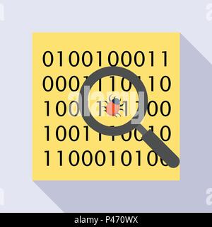 Find computer virus icon, flat style Stock Vector