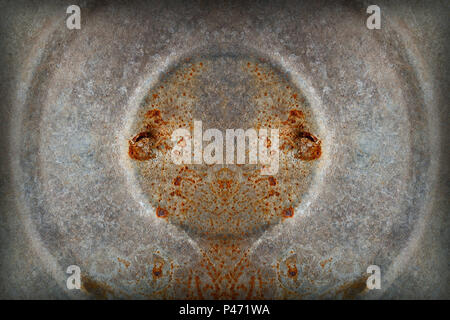 Rusty galvanized iron with circles. Stock Photo