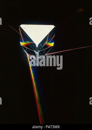 Light refracted through a prism Stock Photo