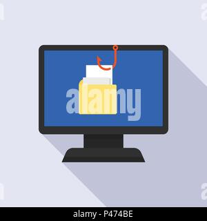Hacked email icon, flat style Stock Vector