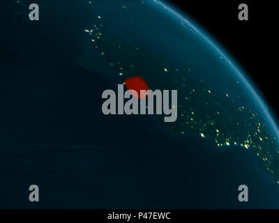 Orbit view of Sierra Leone highlighted in red on planet Earth with ...