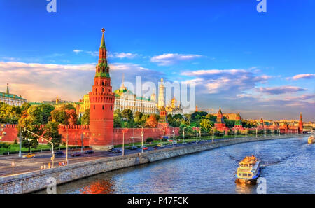 View of Moscow Kremlin and the Moskva River, Russia Stock Photo