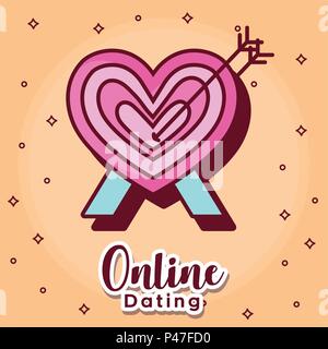 online dating design with target icon over orange background, colorful design. vector illustration Stock Vector